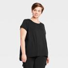 Women's Plus Size Cap Sleeve Perforated T-shirt - All In Motion Black 1x, Women's,