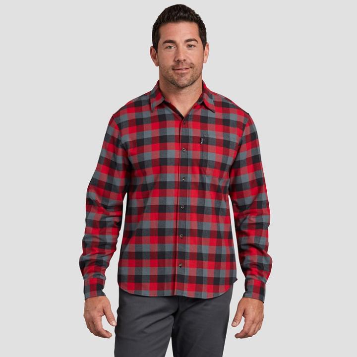 Dickies Men's Long Sleeve Button-down Shirts - Red