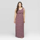 Maternity Striped Sleeveless Round Neck Tie Front Nursing Maxi Dress - Isabel Maternity By Ingrid & Isabel Burgundy Xl, Women's, Red
