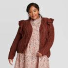 Women's Plus Size Ruffle Cardigan - Universal Thread Rust