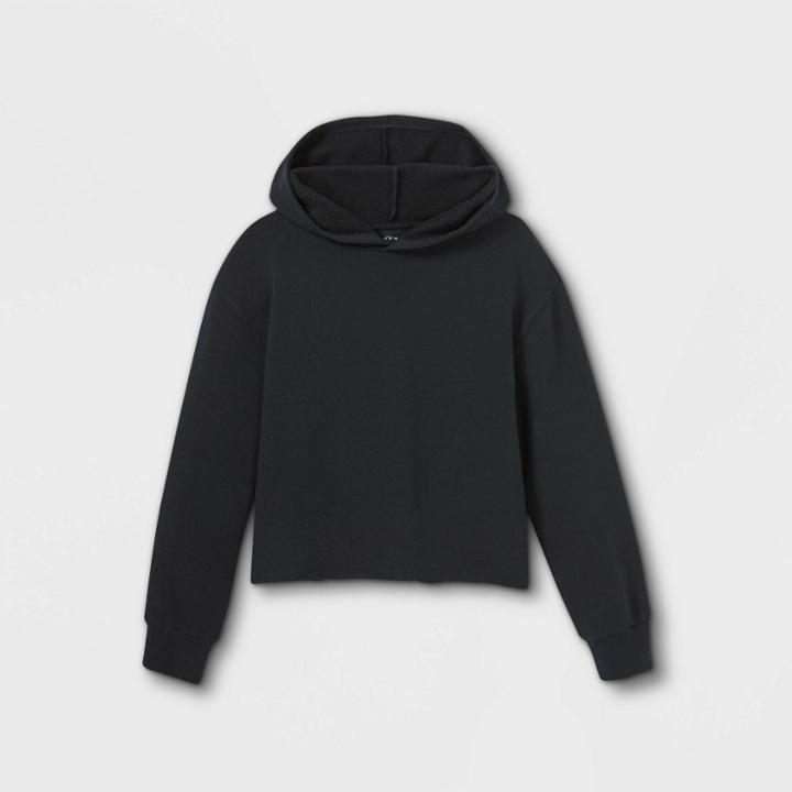 Kids' Fleece Raw Edge Hoodie - Art Class Black