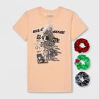Women's Blondie Short Sleeve Boyfriend Graphic T-shirt With Scrunchies - Pink Rose