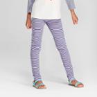 Girls' Stripe Print Leggings - Cat & Jack Purple