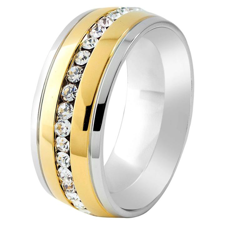 Men's Crucible Two-tone Cubic Zirconia Eternity Band Ring (12),