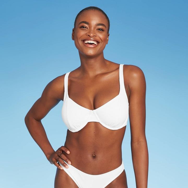 Juniors' Ribbed Underwire Bikini Top - Xhilaration White D/dd Cup