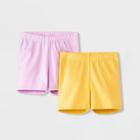 Toddler Girls' 2pk Tumble Shorts - Cat & Jack Light Yellow/light Purple