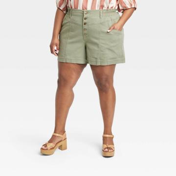 Women's High-rise Relaxed Fit Traveling Shorts - Knox Rose Light Olive Xxl,