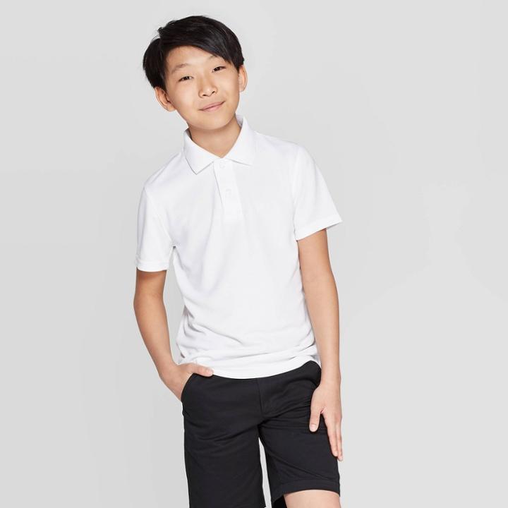 Boys' Short Sleeve Performance Uniform Polo Shirt - Cat & Jack True White