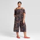 Women's Plus Size Printed Cold Shoulder Jumpsuit - Ava & Viv Black X