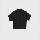 Women's Short Sleeve High Neck Pullover Sweater - Prologue Black