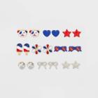 Girls' 9pk Americana Earrings - Cat & Jack , One Color