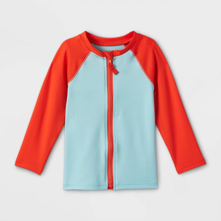 Toddler Boys' Zip-up Raglan Long Sleeve Rash Guard - Cat & Jack Blue