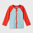Toddler Boys' Zip-up Raglan Long Sleeve Rash Guard - Cat & Jack Blue