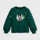 Women's Disney Minnie Mouse Crew Neck Fleece Sweatshirt - Green S - Disney