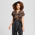Women's Printed Short Sleeve Popover Shirt - A New Day Black