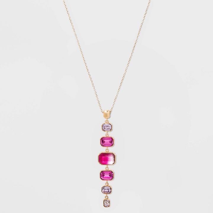 Ombre Effect Rectangular Stone Pendant Necklace - A New Day Purple