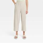 Women's High-rise French Terry Wide Leg Ankle Pull-on Pants - A New Day Tan