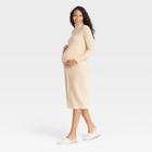 The Nines By Hatch Long Sleeve Turtleneck Ribbed Maternity Dress Oatmeal