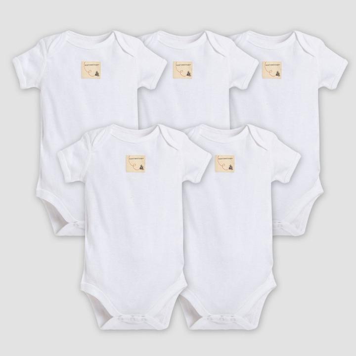 Burt's Bees Baby Organic Cotton 5pk Short Sleeve Bodysuit - Cloud