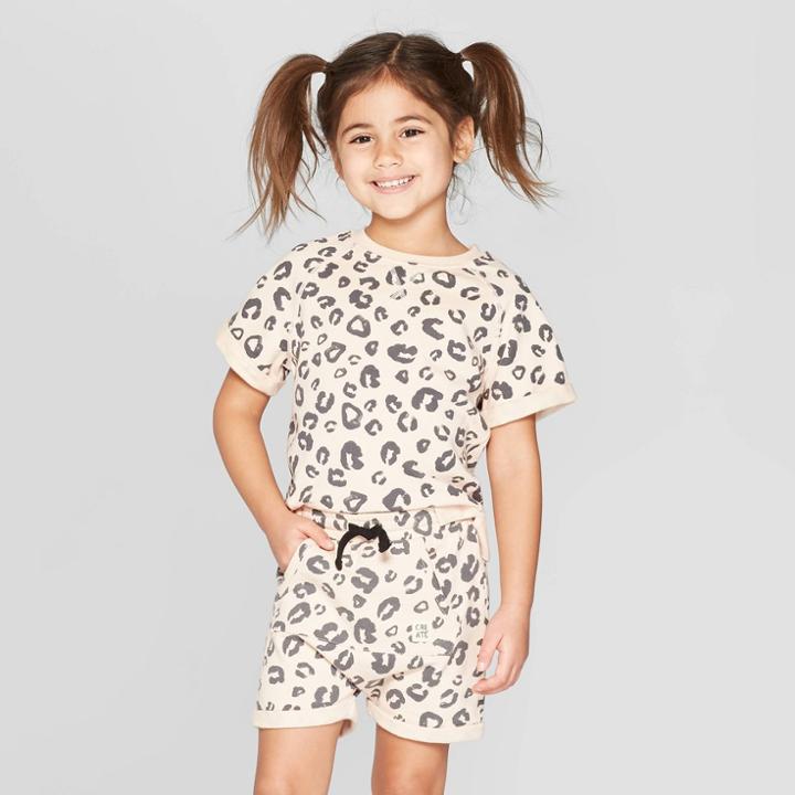 Toddler Girls' Short Sleeve 'leopard' Sweatshirt - Art Class