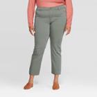 Women's Plus Size Straight Leg Chino Pants - Ava & Viv Olive (green)