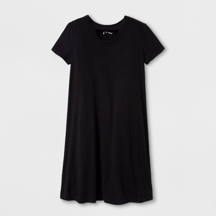 Girls' Short Sleeve Open Neck Dress - Art Class Black M,