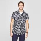 Men's Printed Standard Fit Short Sleeve Poplin Button-down Shirt - Goodfellow & Co Federal Blue