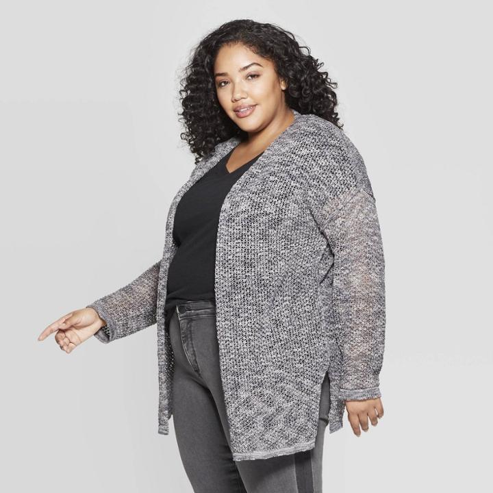 Women's Plus Size Long Sleeve Open Layered Cardigan - Universal Thread Gray
