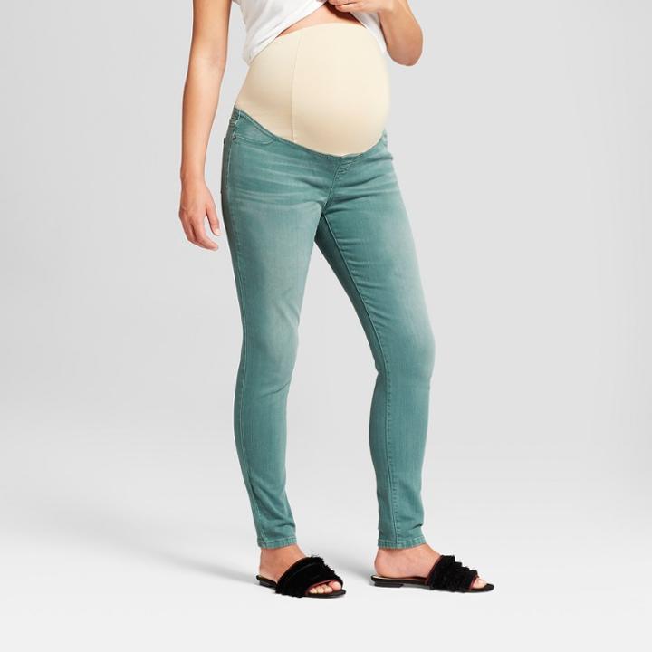 Maternity Crossover Panel Skinny Jeans - Isabel Maternity By Ingrid & Isabel Green