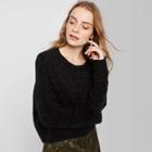 Women's Long Sleeve Crewneck Tinsel Sweater - Wild Fable Black
