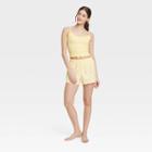 Women's Foldover Waistband Sleep Boxer Shorts - Colsie Yellow