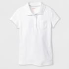 Girls' Adaptive Short Sleeve Uniform Polo Shirt - Cat & Jack White