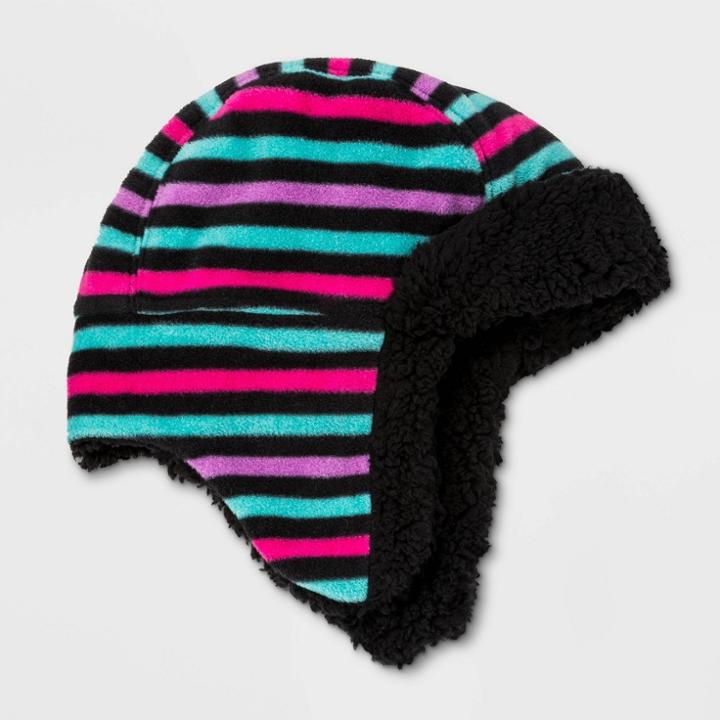 Girls' Striped Fleece Trapper Hat - Cat & Jack