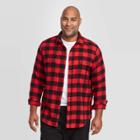 Mens Tall Standard Fit Long Sleeve 2-pocket Flannel Button-down Shirt - Goodfellow & Co Red