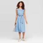 Target Women's Essentials Ruffle Sleeveless Square Neck Midi Denim Dress - Universal Thread Indigo