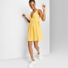 Women's Sleeveless Tie Waist Knit Mineral Dyed Babydoll Dress - Wild Fable Yellow