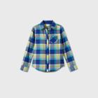 Girls' Plaid Woven Button-down Shirt - Cat & Jack Green/navy