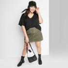Women's Plus Size Short Sleeve Relaxed Fit V-neck Cropped T-shirt - Wild Fable Black