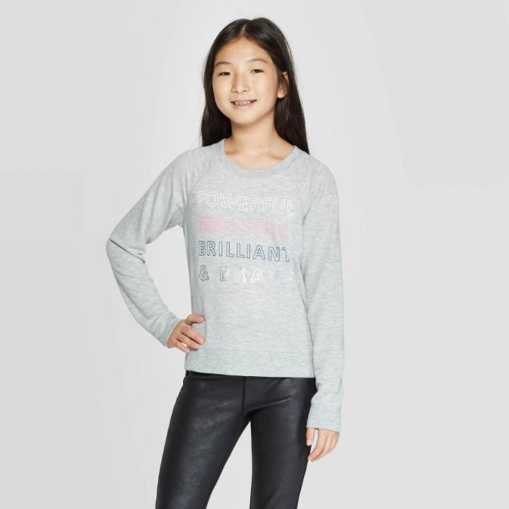 Girls' Cozy Crew Sweatshirt - Art Class Gray