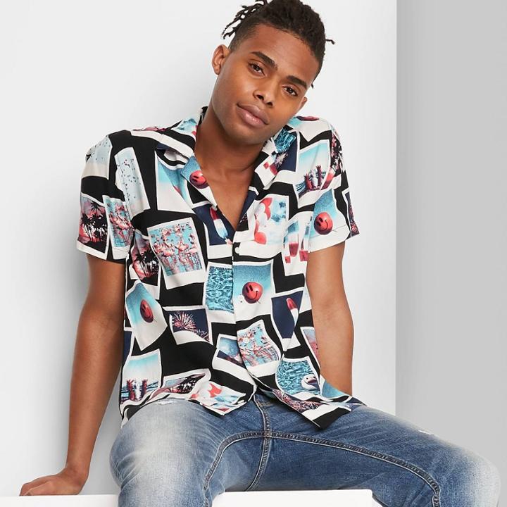 Men's Regular Fit Short Sleeve Button-down Shirt - Original Use Black