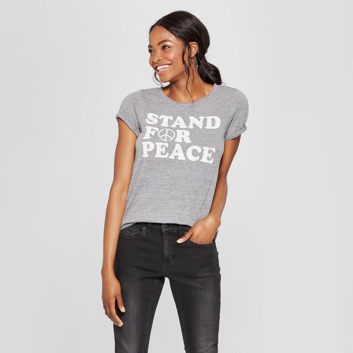 Women's Stand For Peace Short Sleeve Boyfriend T-shirt - Grayson Threads (juniors') Charcoal Gray