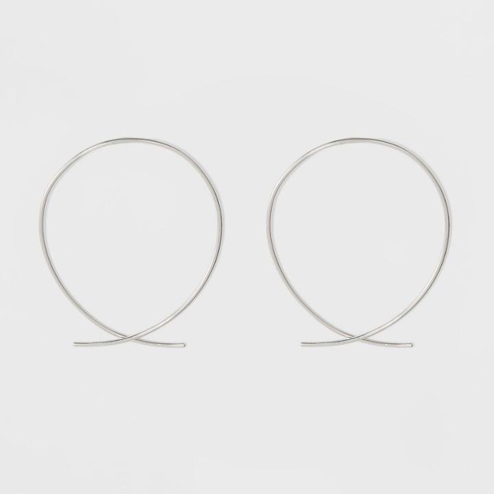 Silver Plated Open Wire Hoop Earrings - A New Day