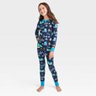 Ev Hanukkah Kids' Hanukkah Lions Print Matching Family Pajama Set - Navy Blue