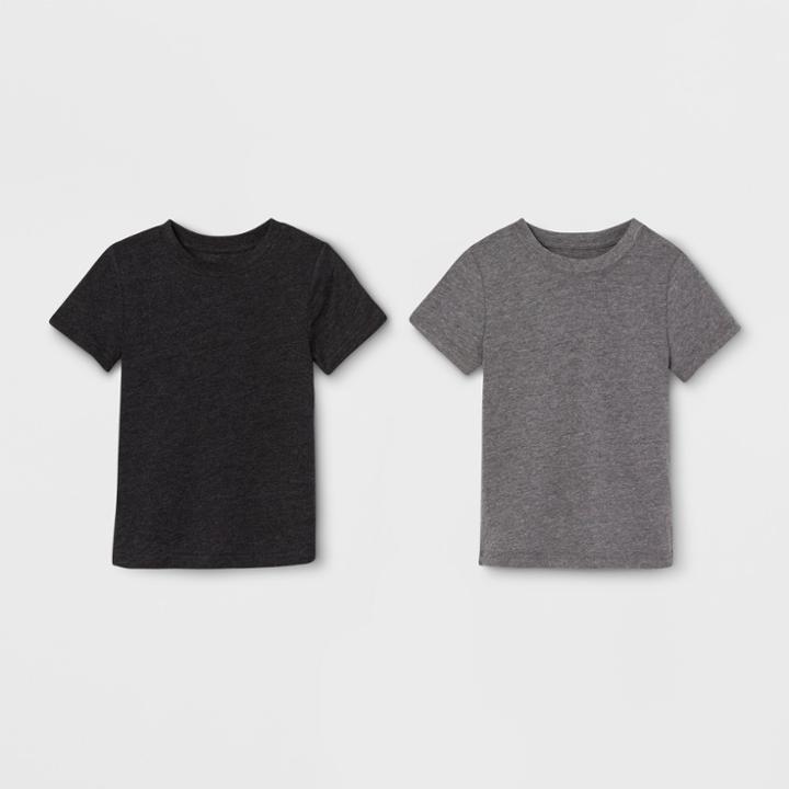Toddler Boys' 2pk Short Sleeve T-shirt - Cat & Jack Heather Gray/dark Gray