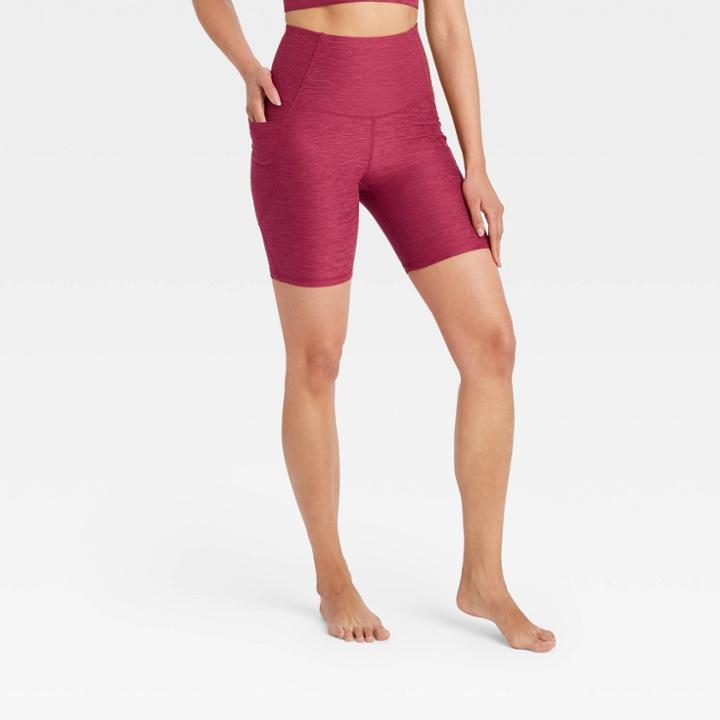 Women's Ultra High-rise Bike Shorts - All In Motion Burgundy Heather
