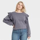 Women's Plus Size Ruffle Sweatshirt - Universal Thread Gray