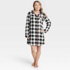 Women's Holiday Buffalo Check Plaid Flannel Matching Family Pajama Nightgown - Wondershop White