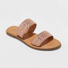 Women's Kersha Wide Width Embellished Slide Sandals - A New Day Rose Gold