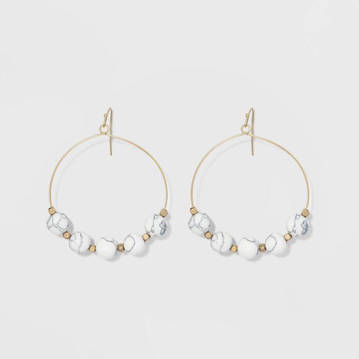 Bead Hoop Earrings - Universal Thread White/gold,