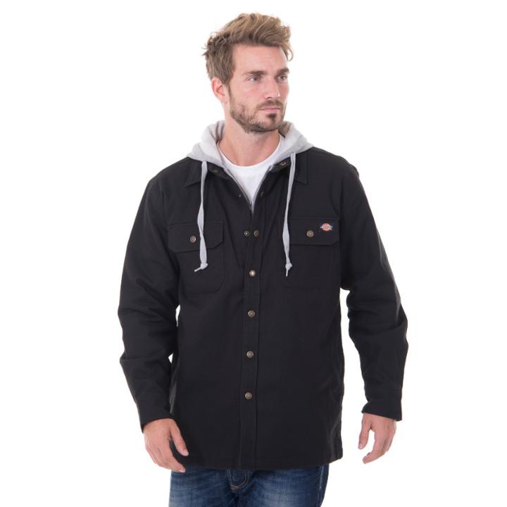 Dickies Men's Hooded Canvas Shirt Jackets - Black